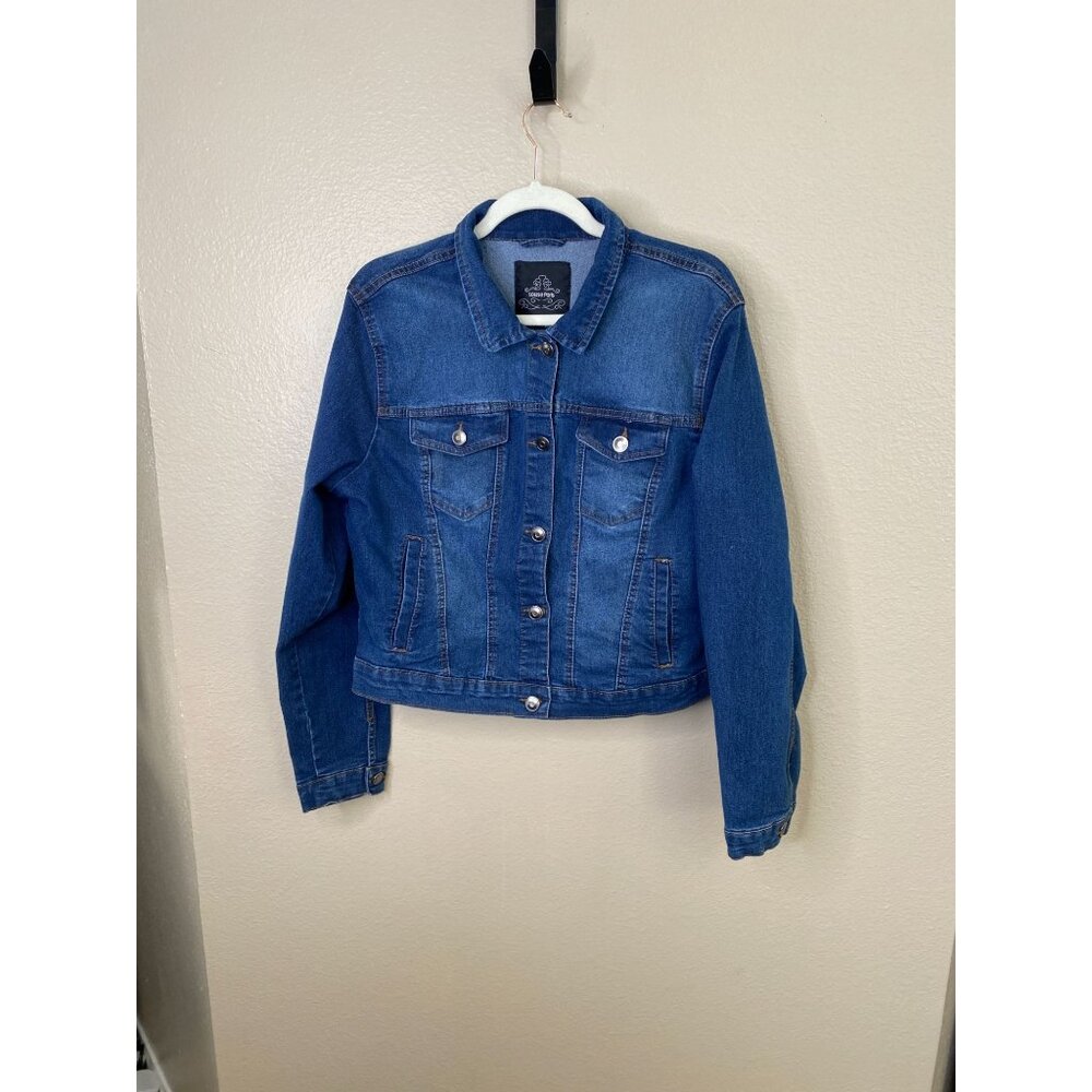 Louise Paris Womens Denim Jacket Button-Up Long Sleeve Classic Fit XL Cotton